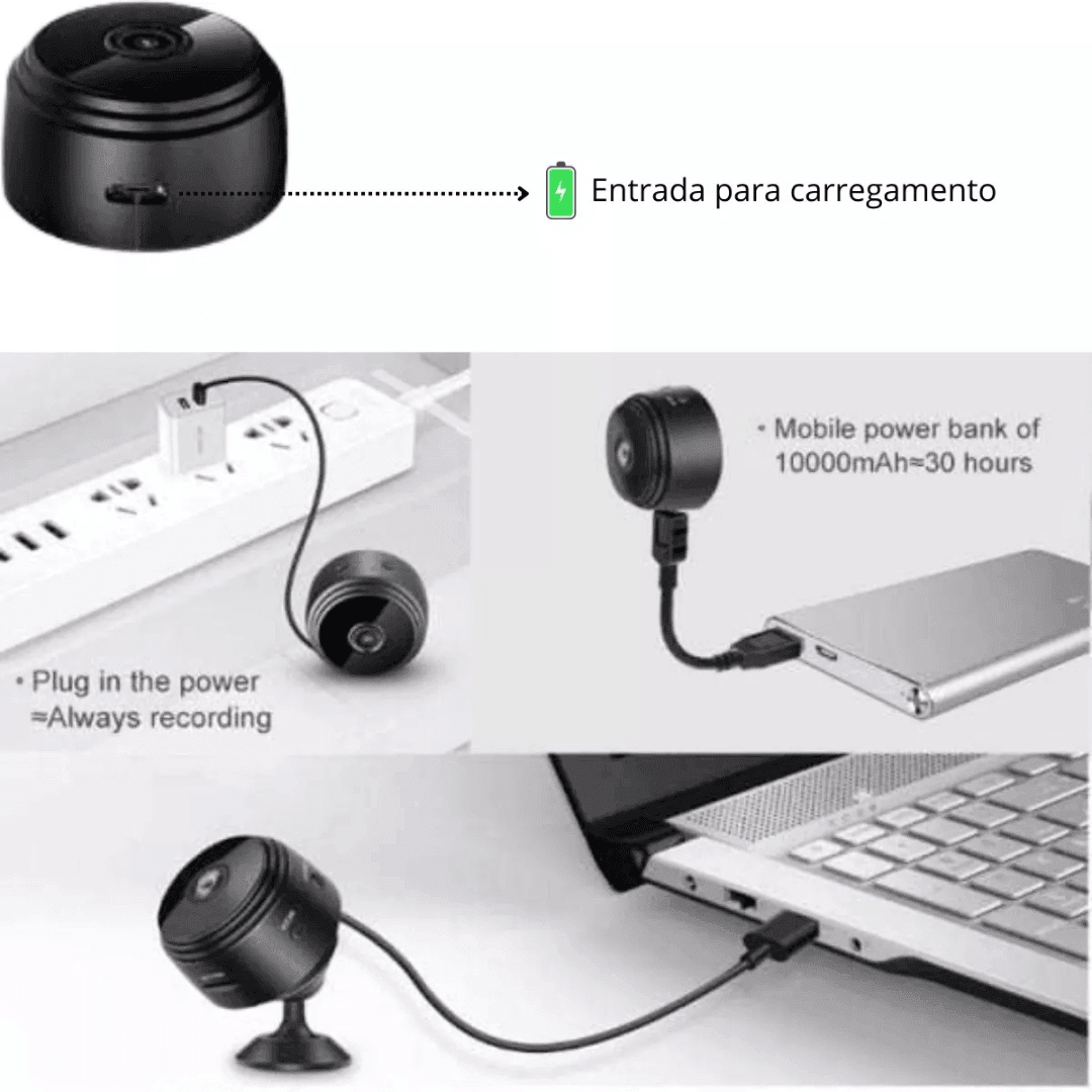 Mini Câmera De Segurança A9 com Wifi e Visão Noturna