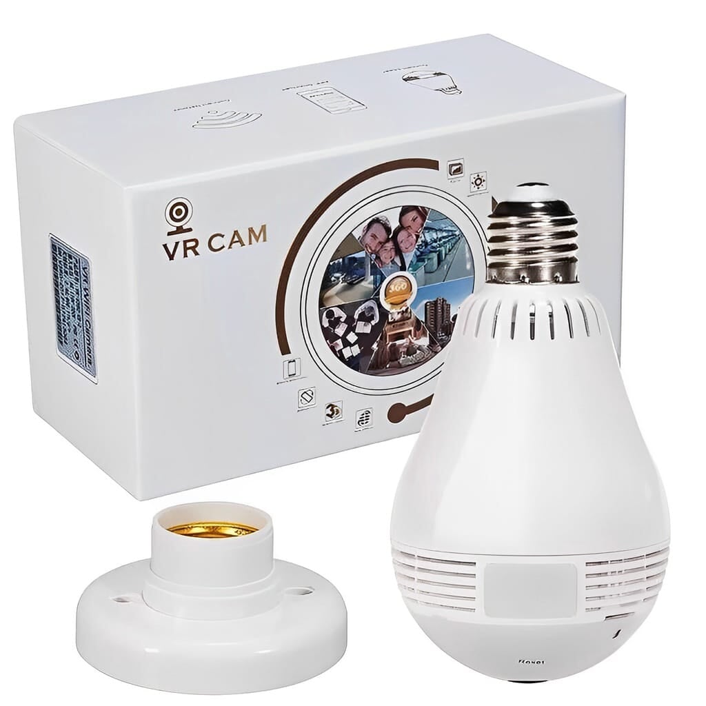Lâmpada Câmera Espiã 360º e Visão Noturna